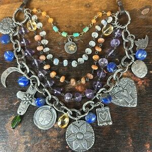 Jes MaHarry “New Day” 5 tier, gem dream, charm rave necklace. New in box.